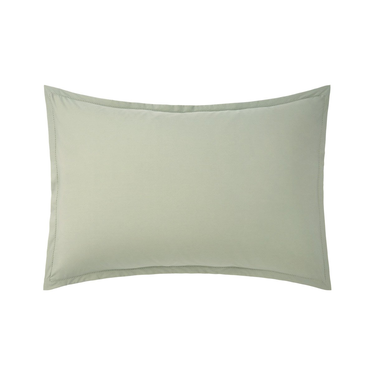 Taie d'oreiller en percale de coton vert, ALCOVE kaki, DESFORGES