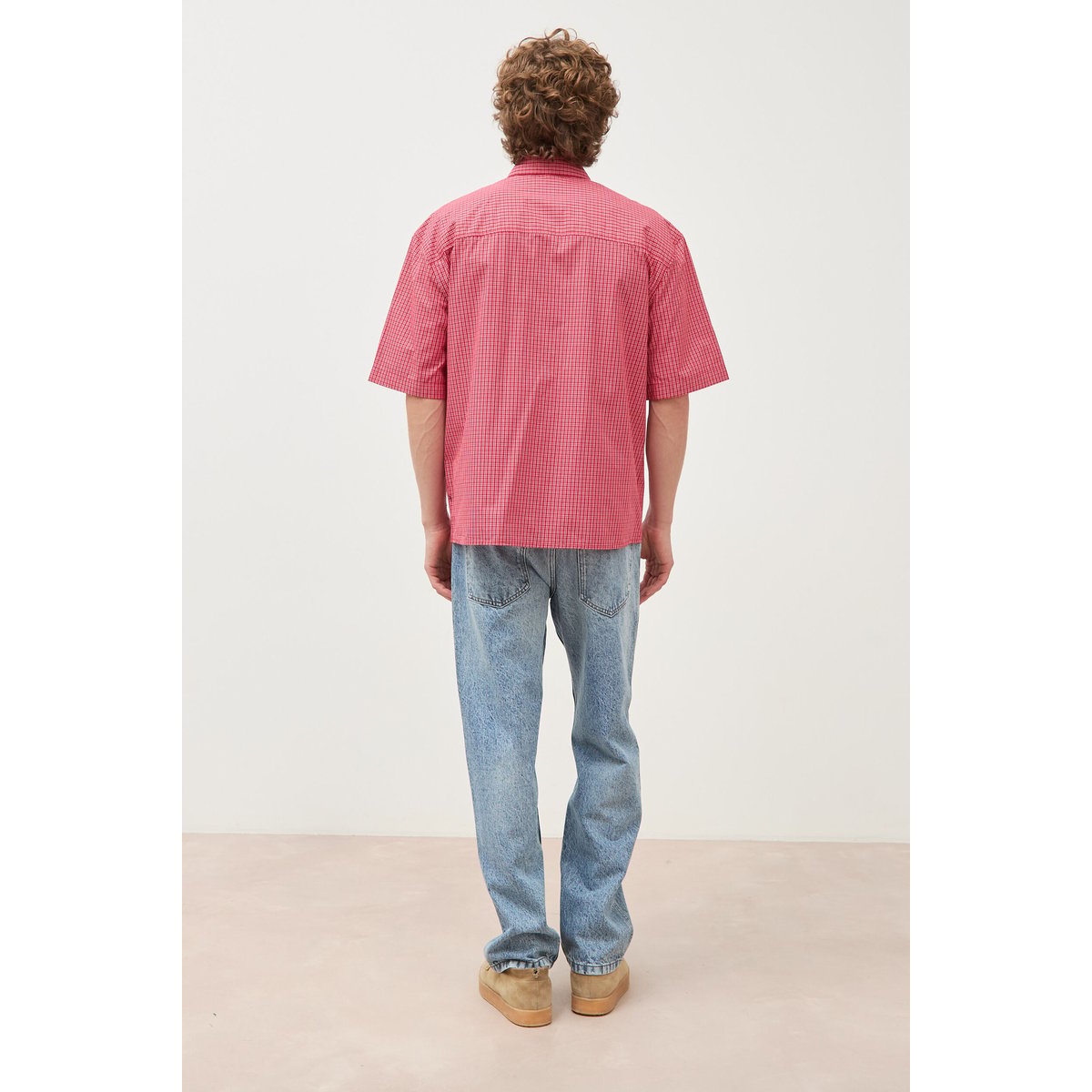 Chemise boyfriend en coton rouge, BONOBO