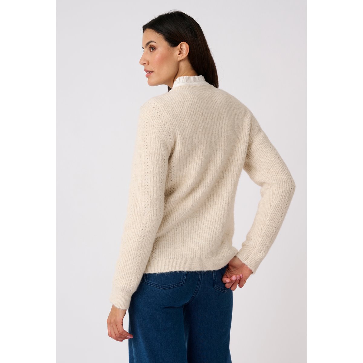 Pull maille perlée Thermolactyl marron beige chiné, DAMART