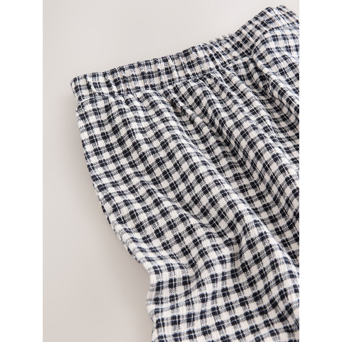Pantalon large texturé motif vichy noir et blanc, NEXT