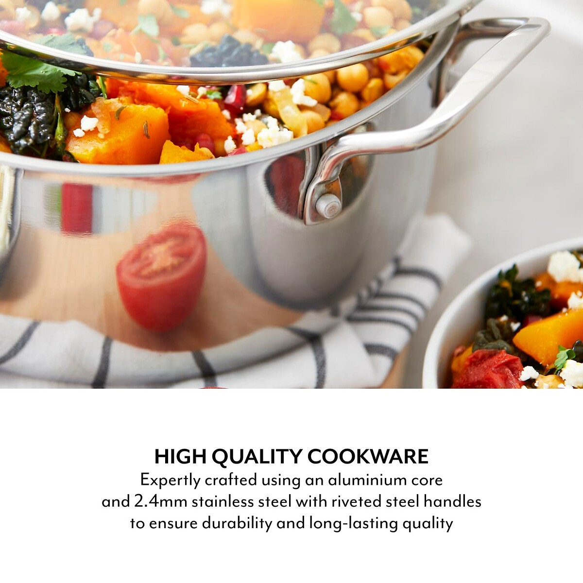 24cm SLT Core Tri-ply Casserole with Lid silver-coloured, SUR LA TABLE