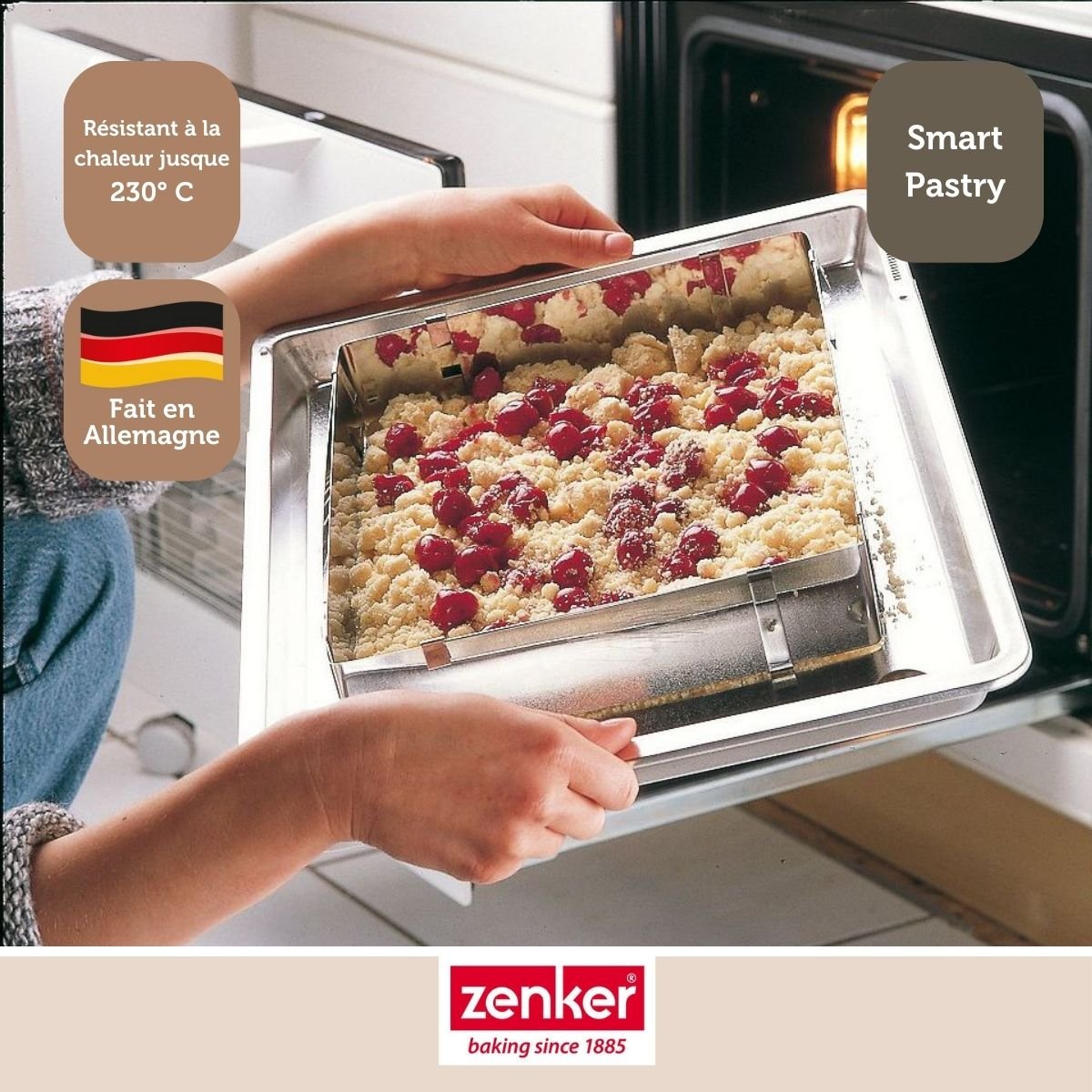 Ensemble de 2 Cadres à gâteau réglable 27 à 52 cm SMART PASTRY inox, ZENKER