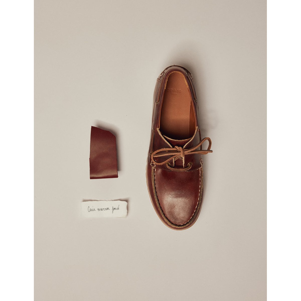 Chaussures Bateau TOM cuir marron foncé, ODAJE