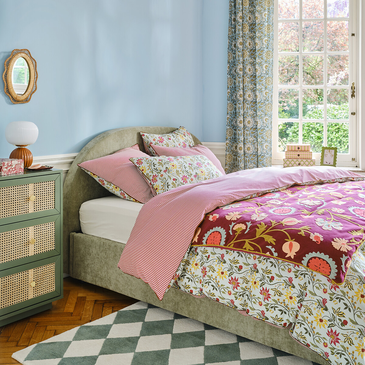 Édredon matelassé en velours de coton, IZILD framboise, LA REDOUTE INTERIEURS