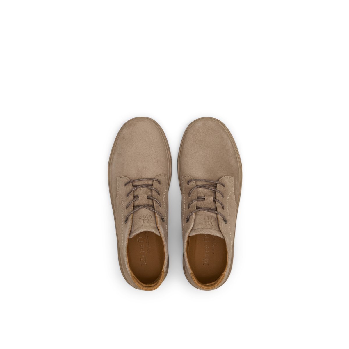 Lacets modèle Malte en cuir de vachette velours doux beige, MARC O'POLO