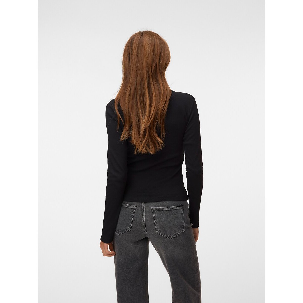 Long Sleeve V-Neck T-Shirt black, VERO MODA