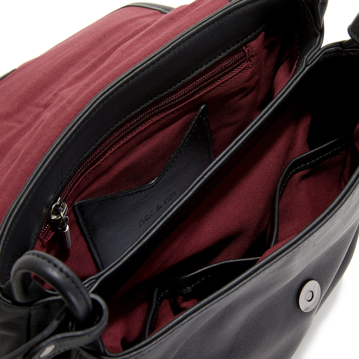 Sac besace à rabat en cuir JEN noir, NAT & NIN