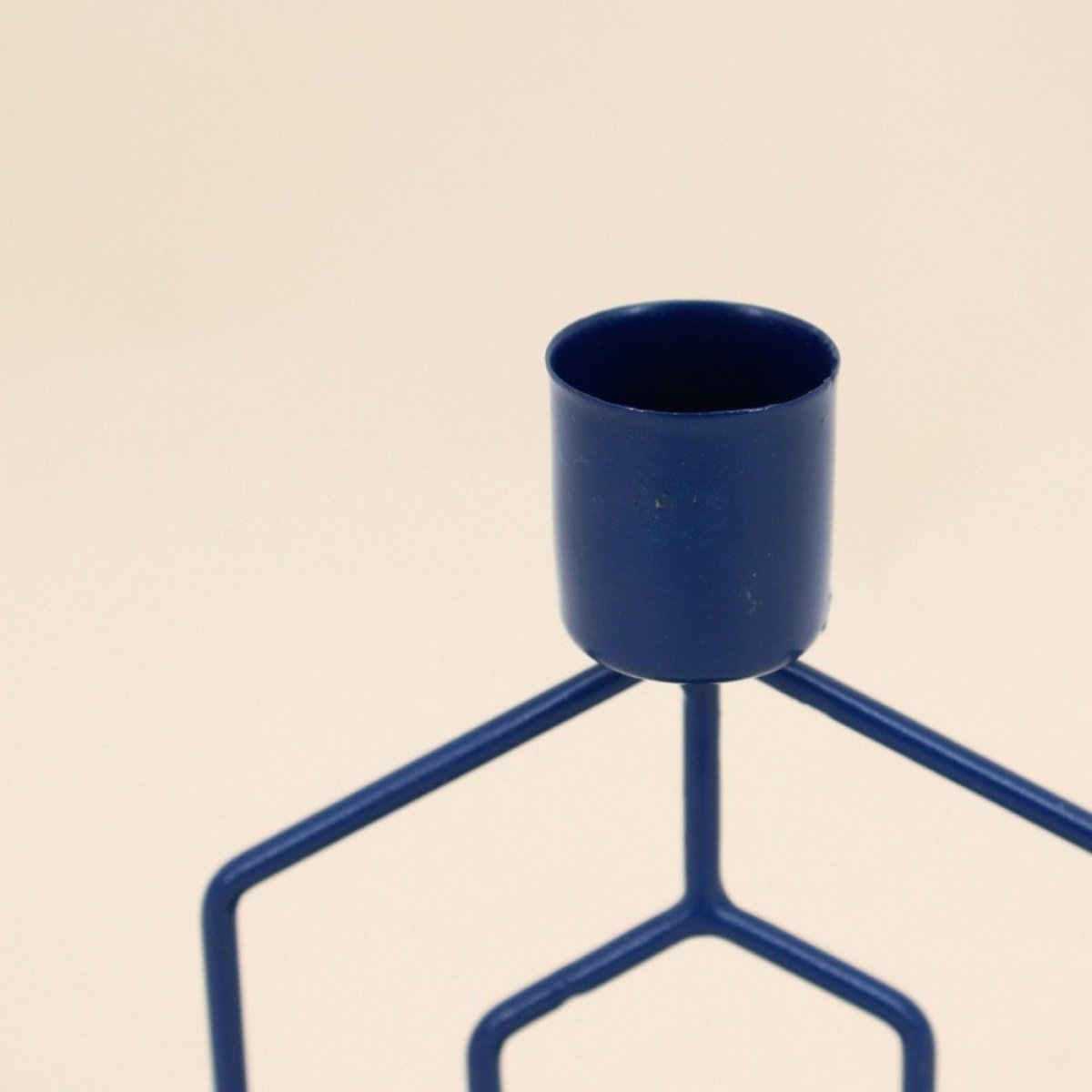 Lot de 2 bougeoirs en métal bleu, ORNAMI
