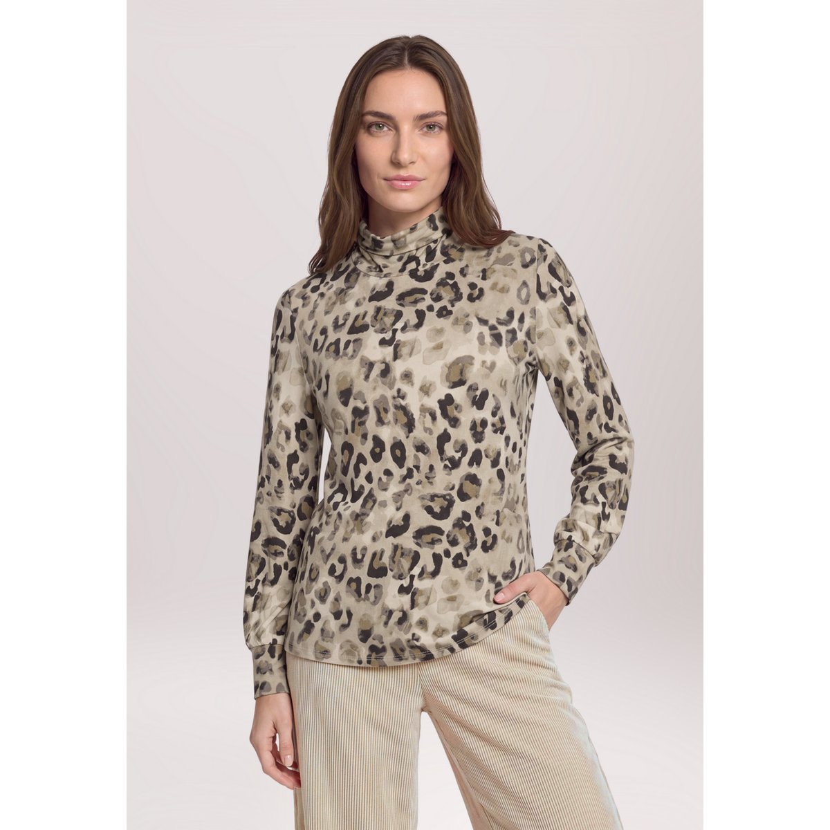 T-shirt à col roulé à col droit gris/beige, BETTY BARCLAY