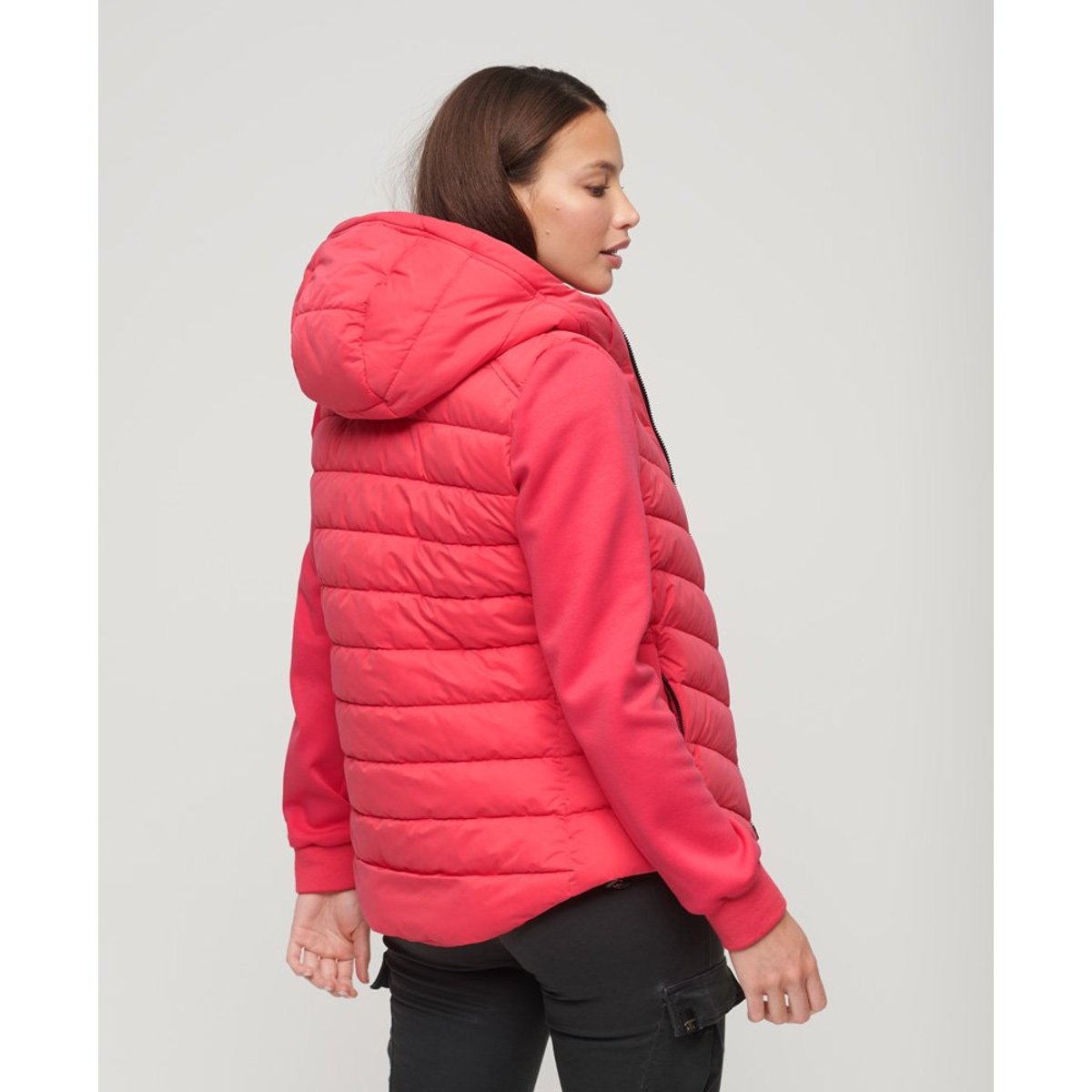 Veste à capuche matelassée Storm Hybrid rose actif, SUPERDRY