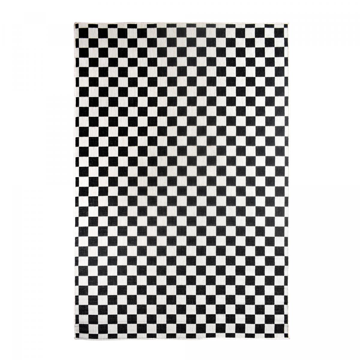 Tapis extérieur, kilim reversible A REVERSIBLE blanc, noir, UN AMOUR DE TAPIS