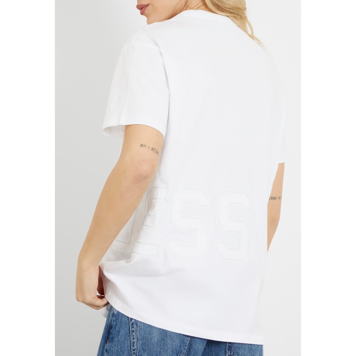 T-Shirt Écusson Logo Frontal blanc, GUESS