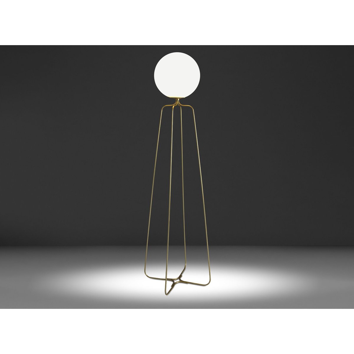 Lampadaire acier doré et verre blanc blanc | or, ANGEL CERDA