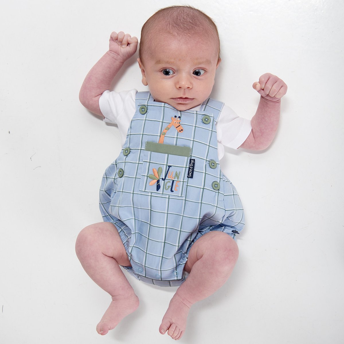 Tee shirt et salopette bebe ernesto bleu, SUCRE D'ORGE
