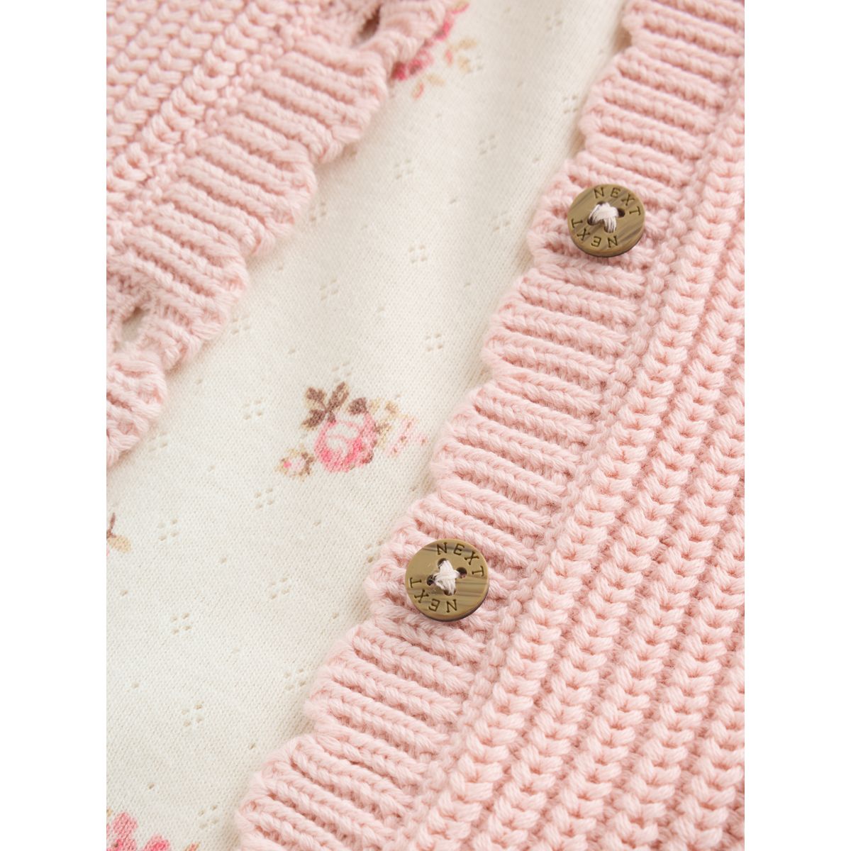 Cardigan bébé, ensemble 3 pièces body fleuri blanc, legging avec maille rose, NEXT