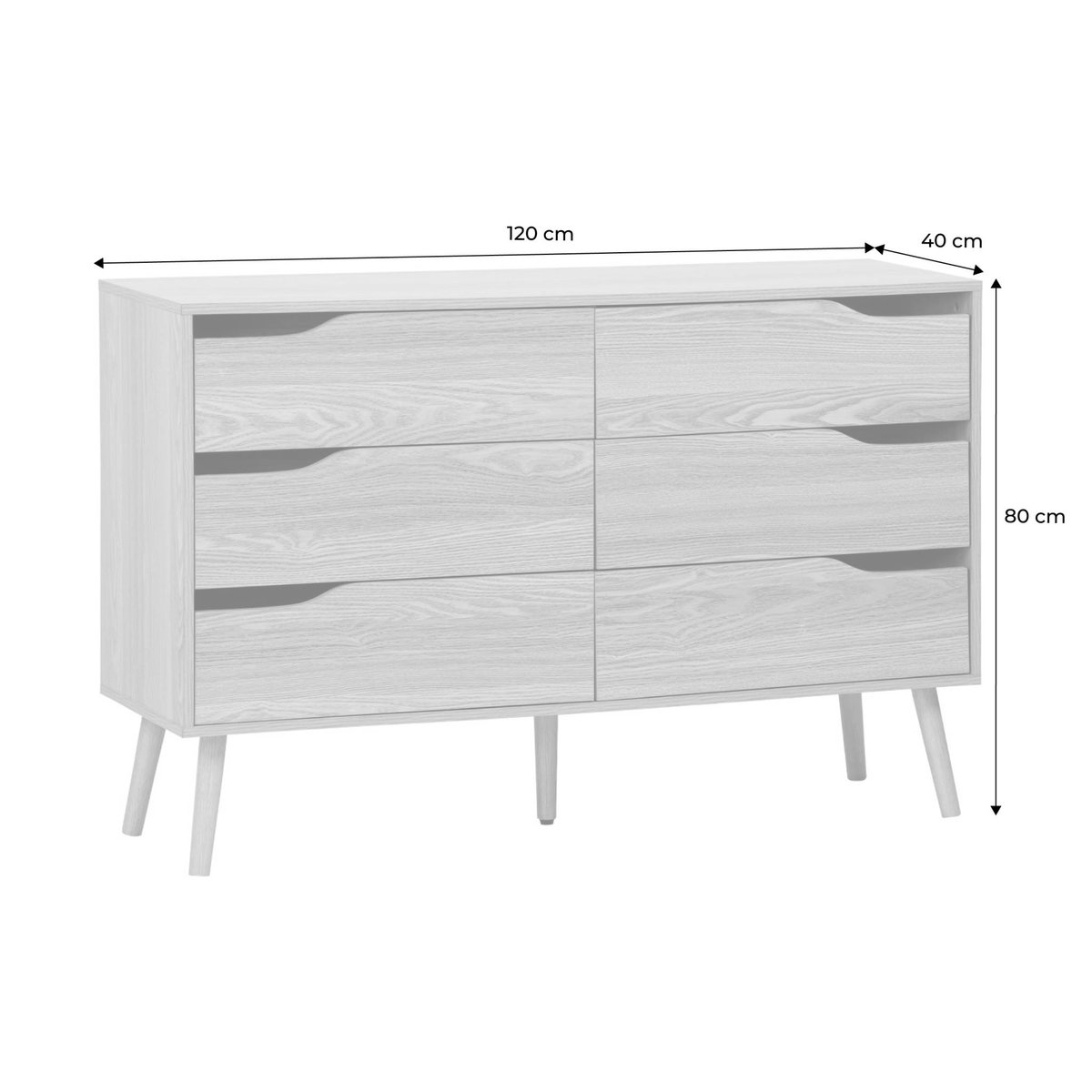 Commode décor bois 6 tiroirs NEPAL noyer, SWEEEK