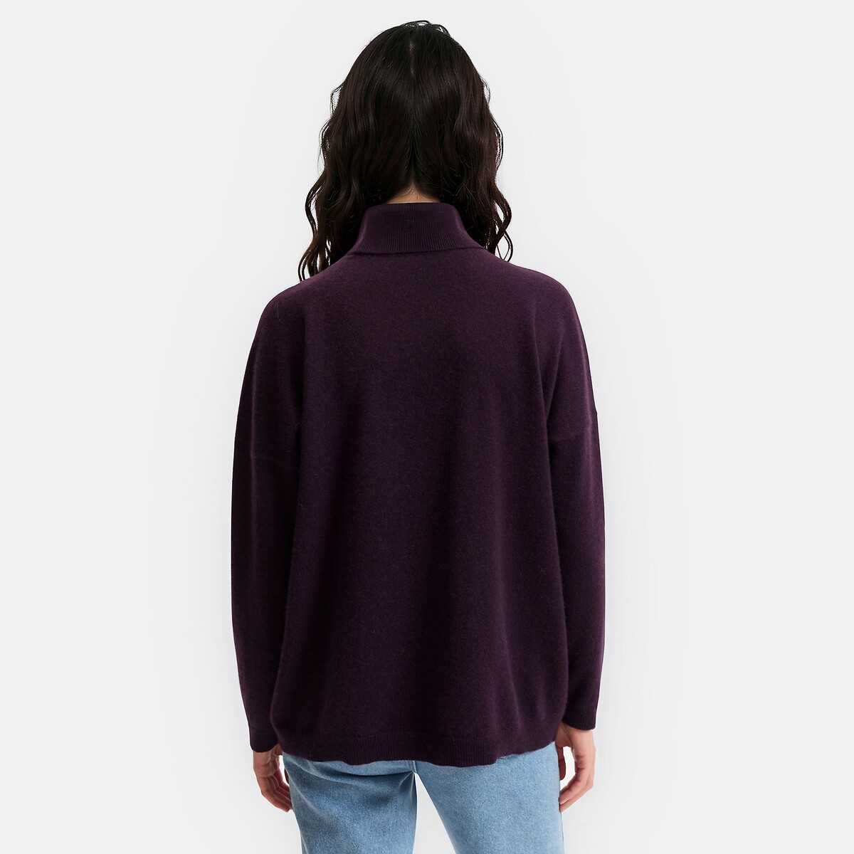Cashmere Oversized Turtleneck Jumper dark purple, LA REDOUTE COLLECTIONS