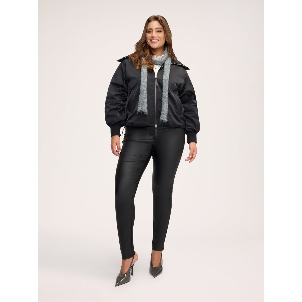 Blouson bomber à col montant noir, FIORELLA RUBINO