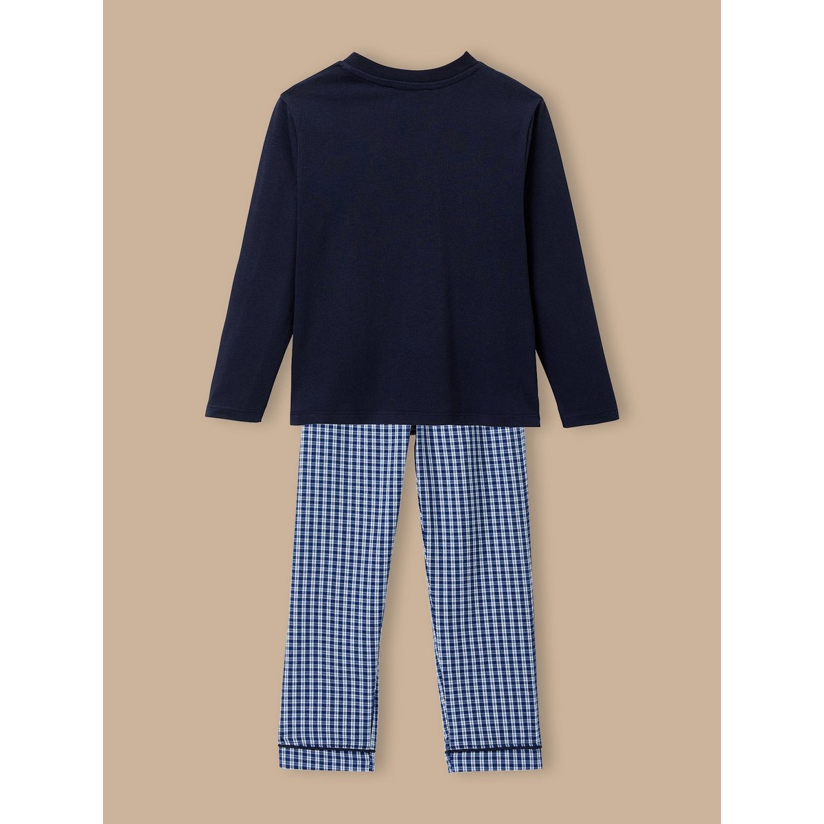 Pyjama imprimé - coton biologique carreaux bleu, CYRILLUS