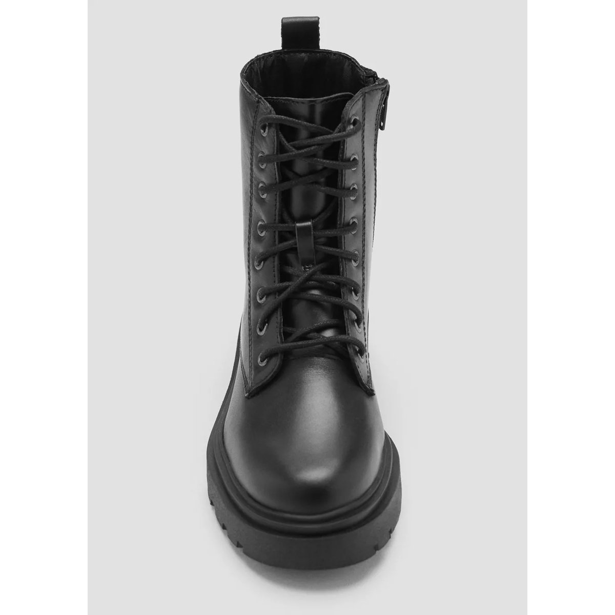 Bottines cuir lacets noir, MANGO TEEN