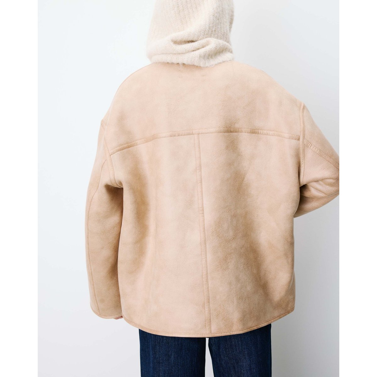 Manteau teddy court réversible beige Arwen beige, GRACE & MILA