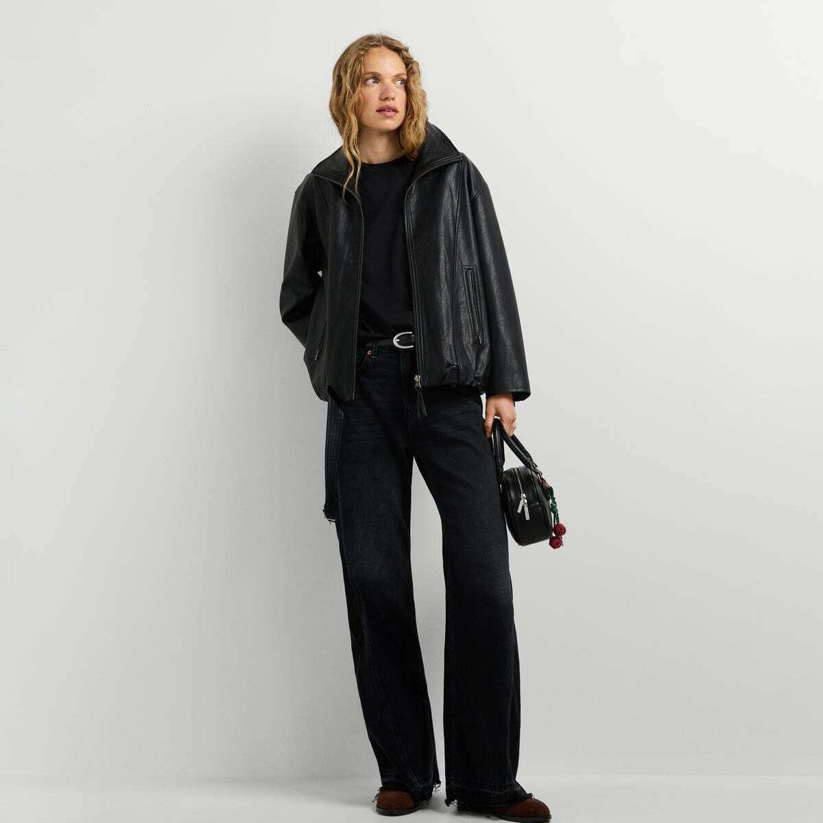 Belle - Jean Coupe Évasée, Taille Haute 11,5 oz noir/noir rigide den, PEPE JEANS