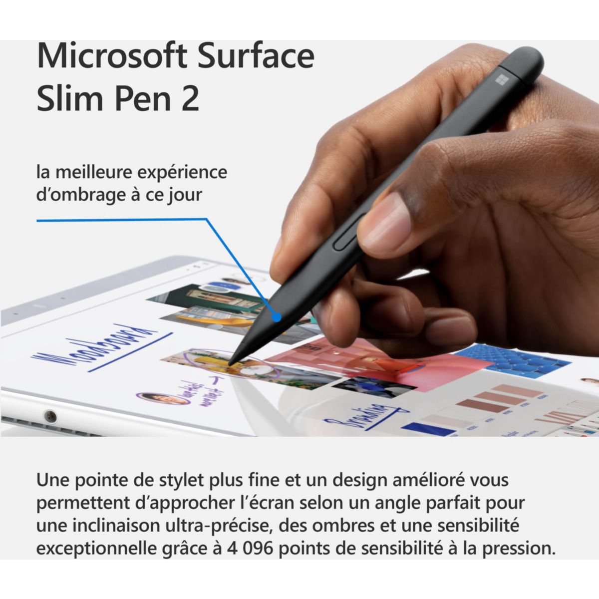 Stylet Surface Slim Pen 2 noir couleur unique, MICROSOFT