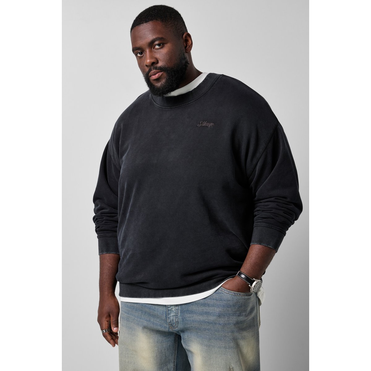 Sweat-shirt oversize noir, STHUGE
