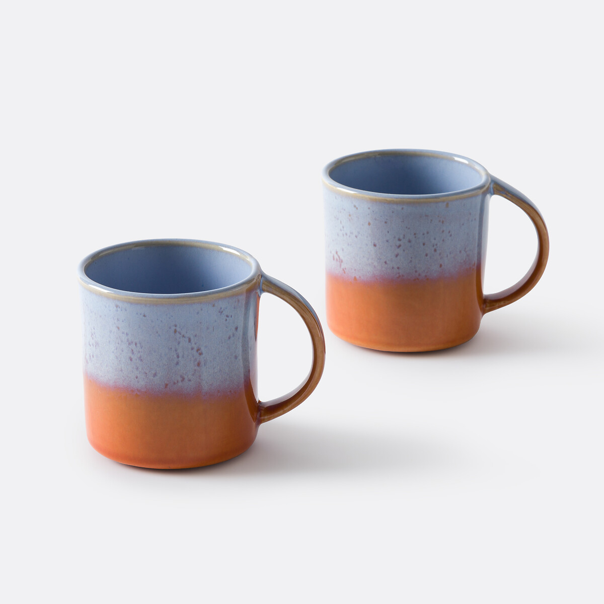 Lot de 2 mugs en grès émail réactif, Ikora bleu/orange, LA REDOUTE INTERIEURS