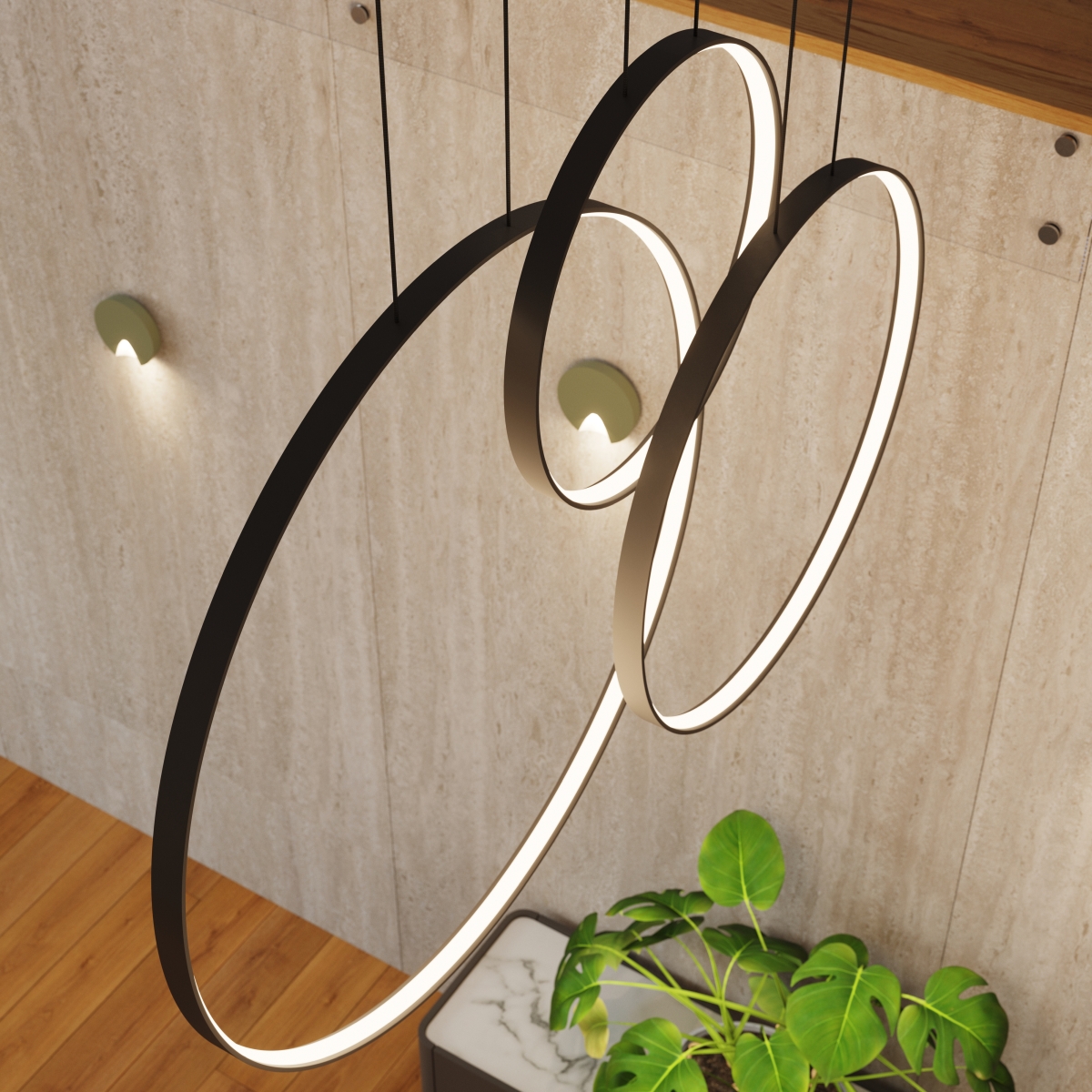Suspension Aluminium Noir LED 3 Rio noir, EDEN