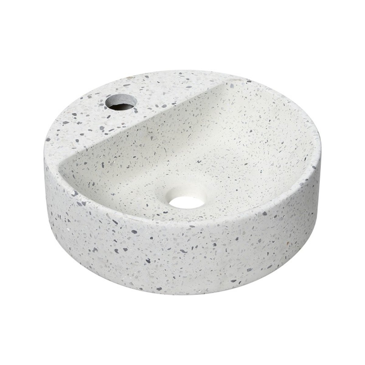 Vasque lave-mains à suspendre ronde en terrazzo 30cm IZIA blanc, MOB IN