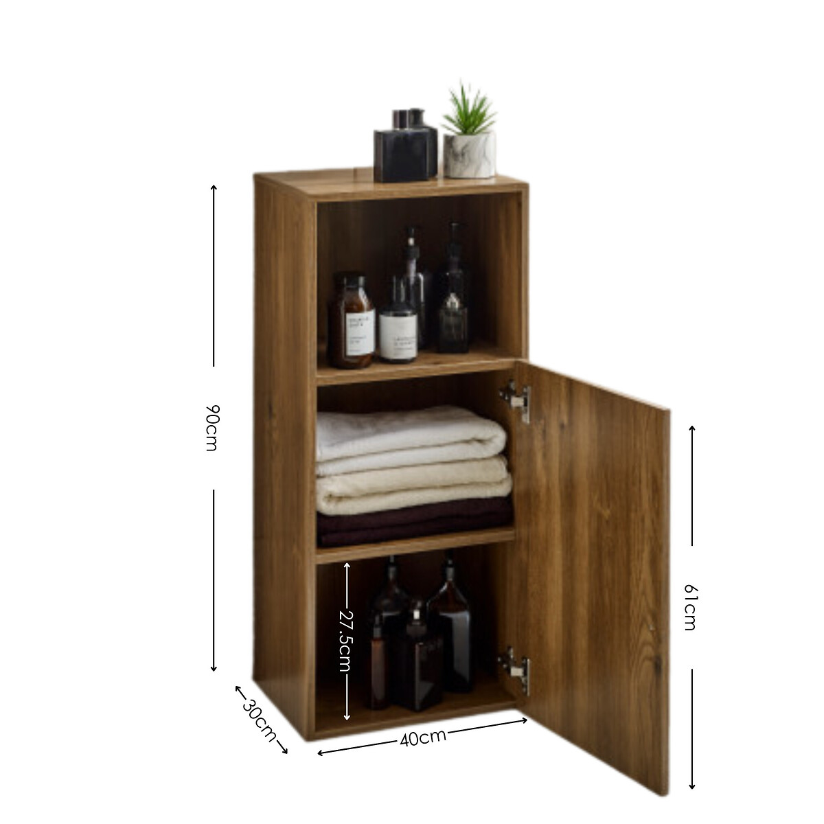 Henly Slatted Door Bathroom Storage Cabinet walnut, SO'HOME