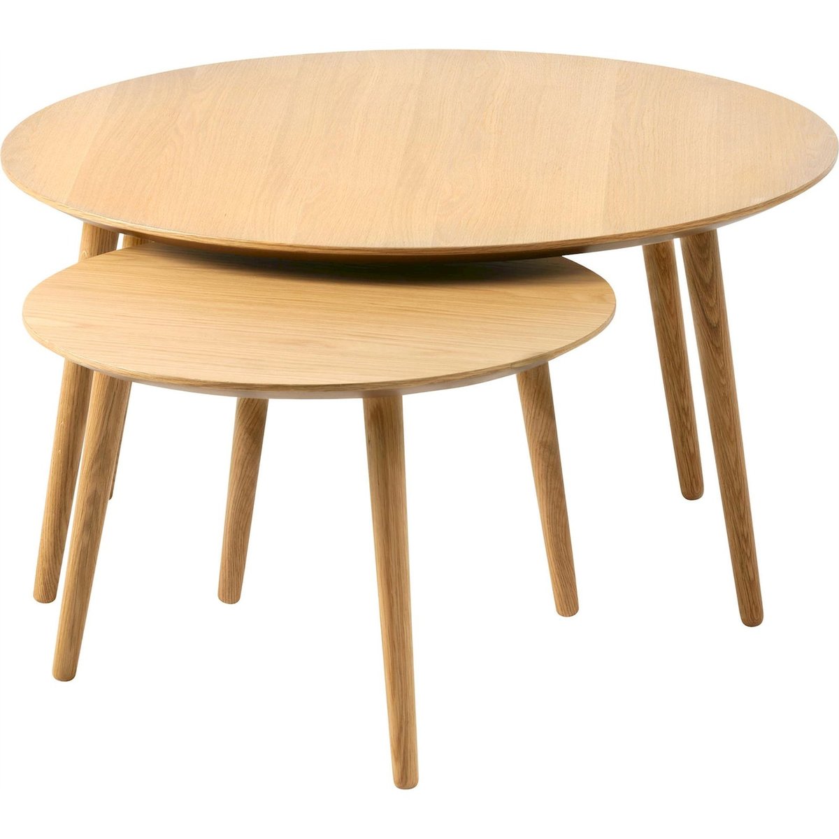 Set de tables basses gigognes rondes bois bois clair et noir, RECOLLECTION