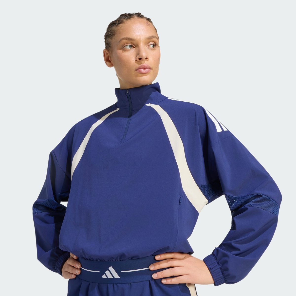 Veste De Survêtement 1/4 Zip Toile Color Block 3 Bandes Hyperglam Veste De Survêtement 1/4 Zip Toile Color Block 3 Bandes Hyperglam dark blue, adidas Performance