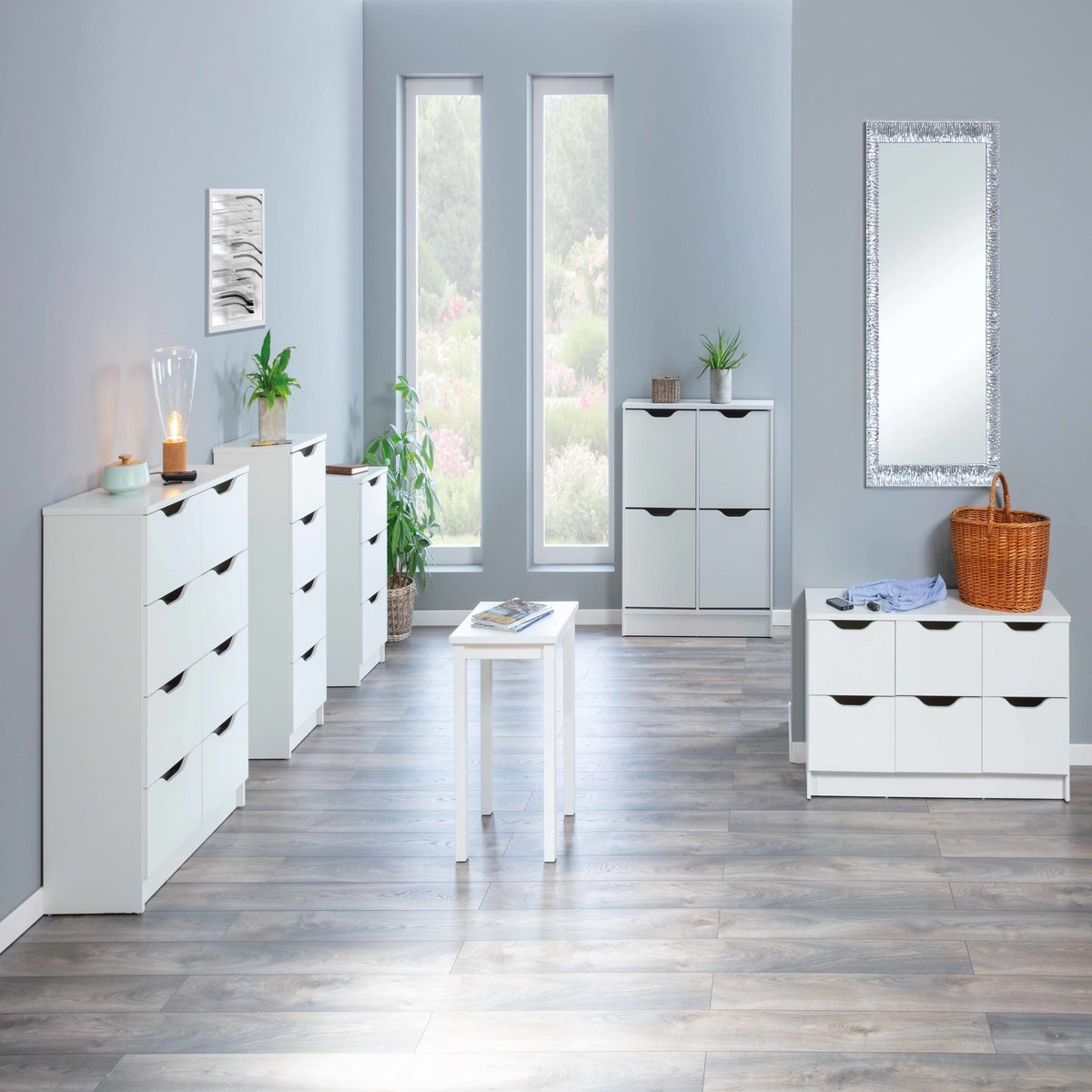 Meuble à chaussures 4 abattants en bois - MC12026 blanc, TERRE DE NUIT