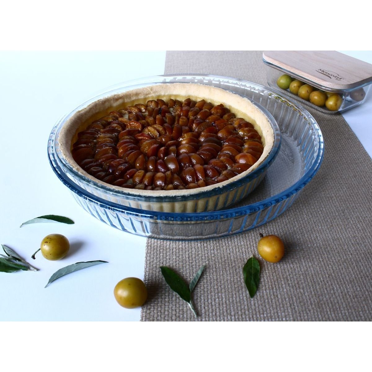 Lot de 2 plats à tarte 26/32cm en verre, CRISTAL transparent, MENASTYL