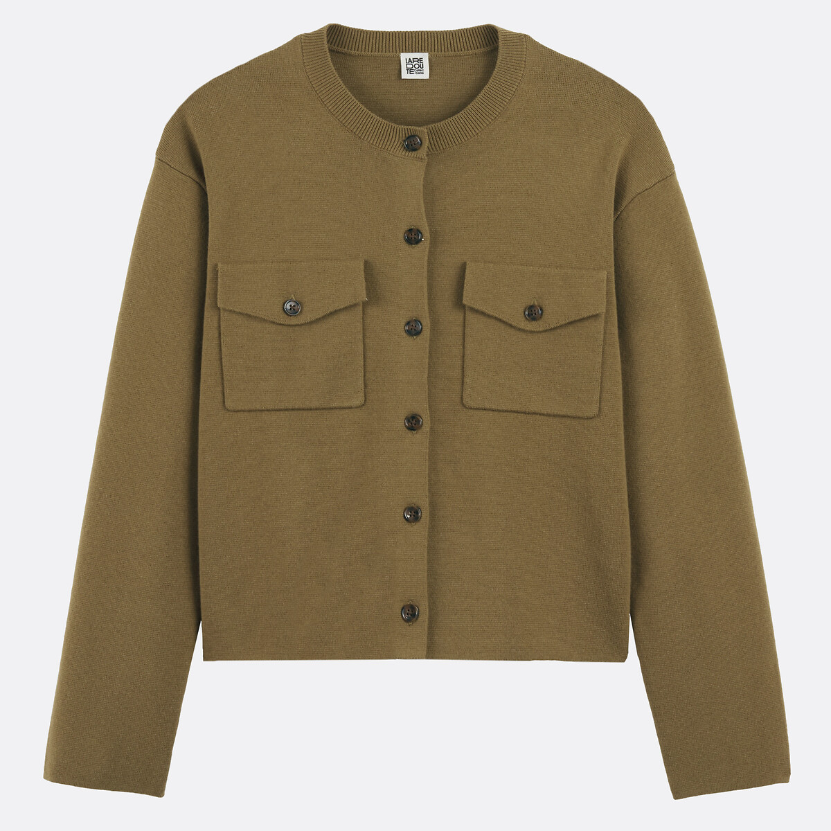 Cardigan en maille milano laine et coton vert kaki, LA REDOUTE COLLECTIONS