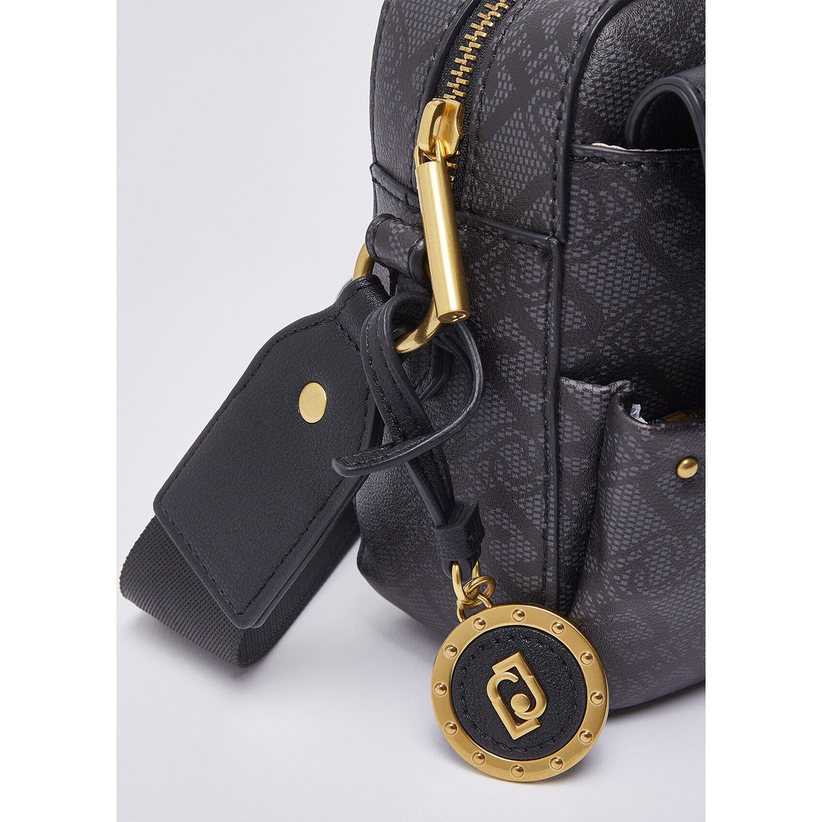 Sac à bandoulière format moyen avec poche noir, LIU JO