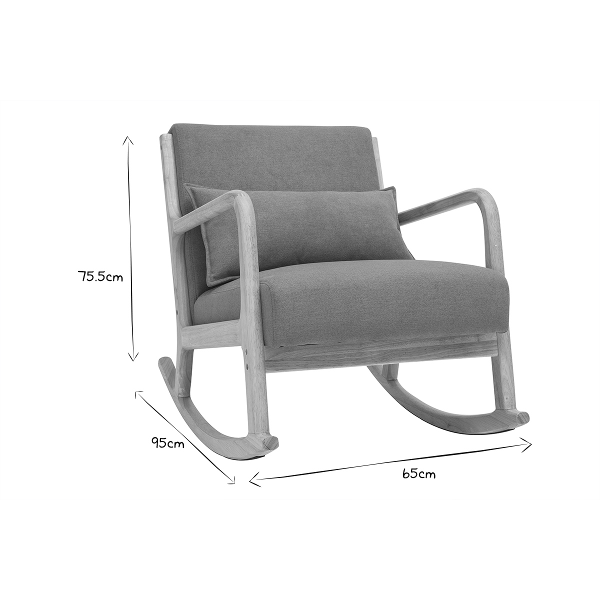 Rocking chair scandinave en tissu effet velours et bois clair massif DERRY terra cotta, MILIBOO