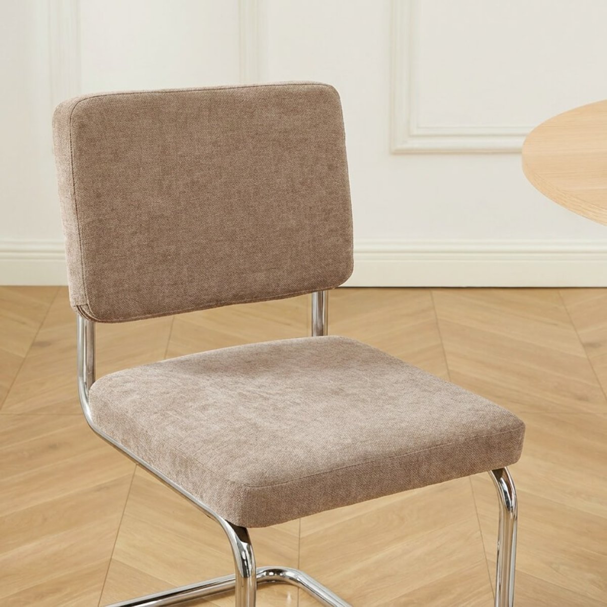 Chaises tissu pieds métal (lot de 2) JACK marron, BAÏTA