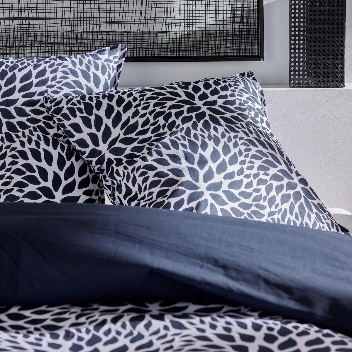 Parure de lit imprimé Graphique Coton SUNSHINE SOFIA bleu marine, TODAY