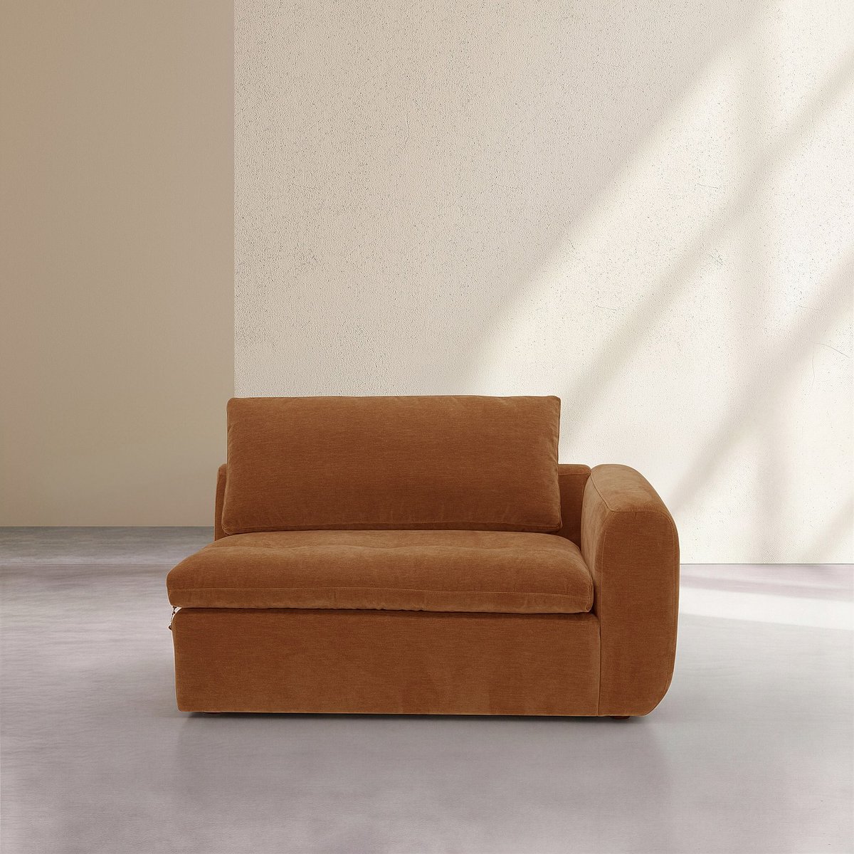 Module d'angle droit 2 places en tissu AMERIA marron, HABITAT