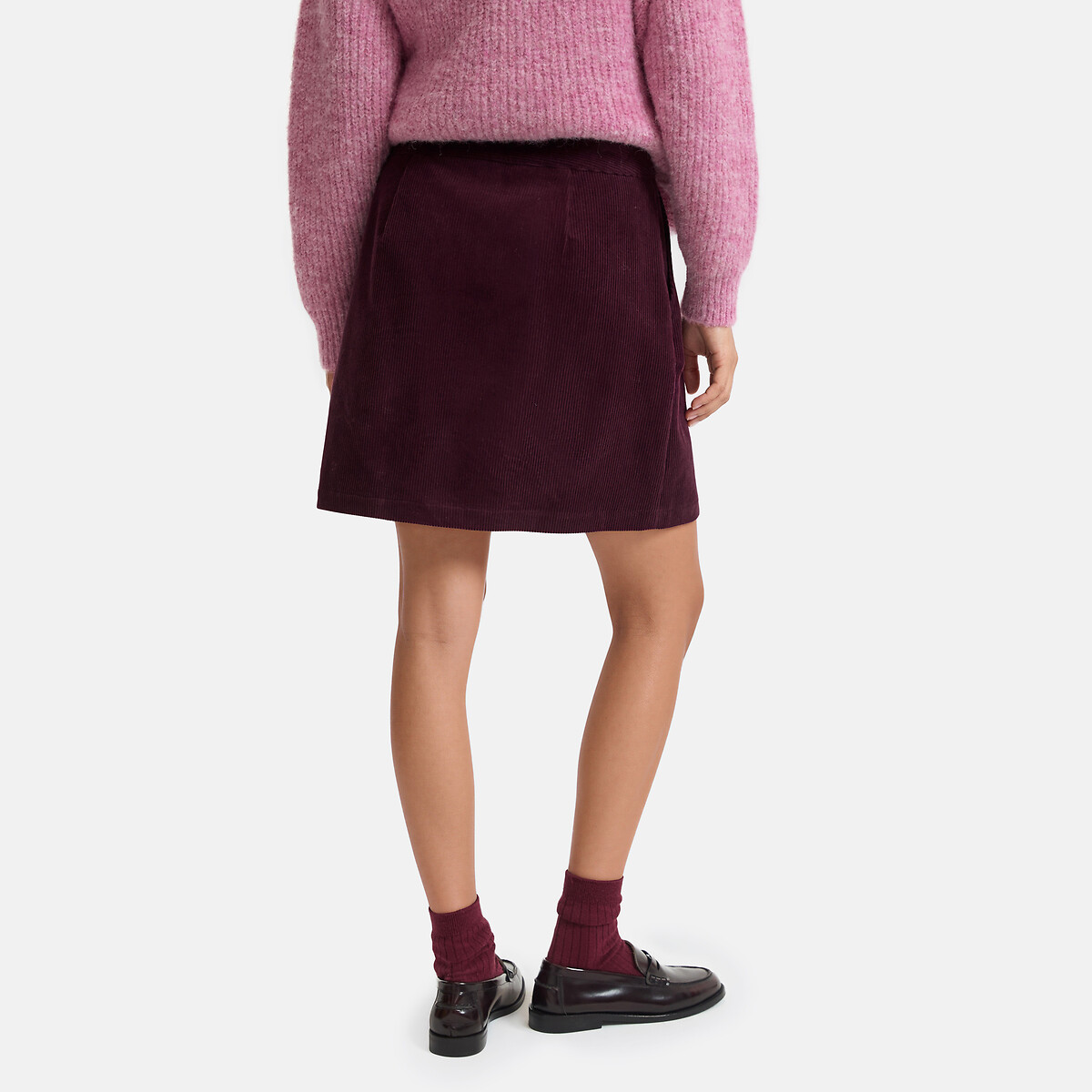 Jupe courte en velours violet prune, LA REDOUTE COLLECTIONS
