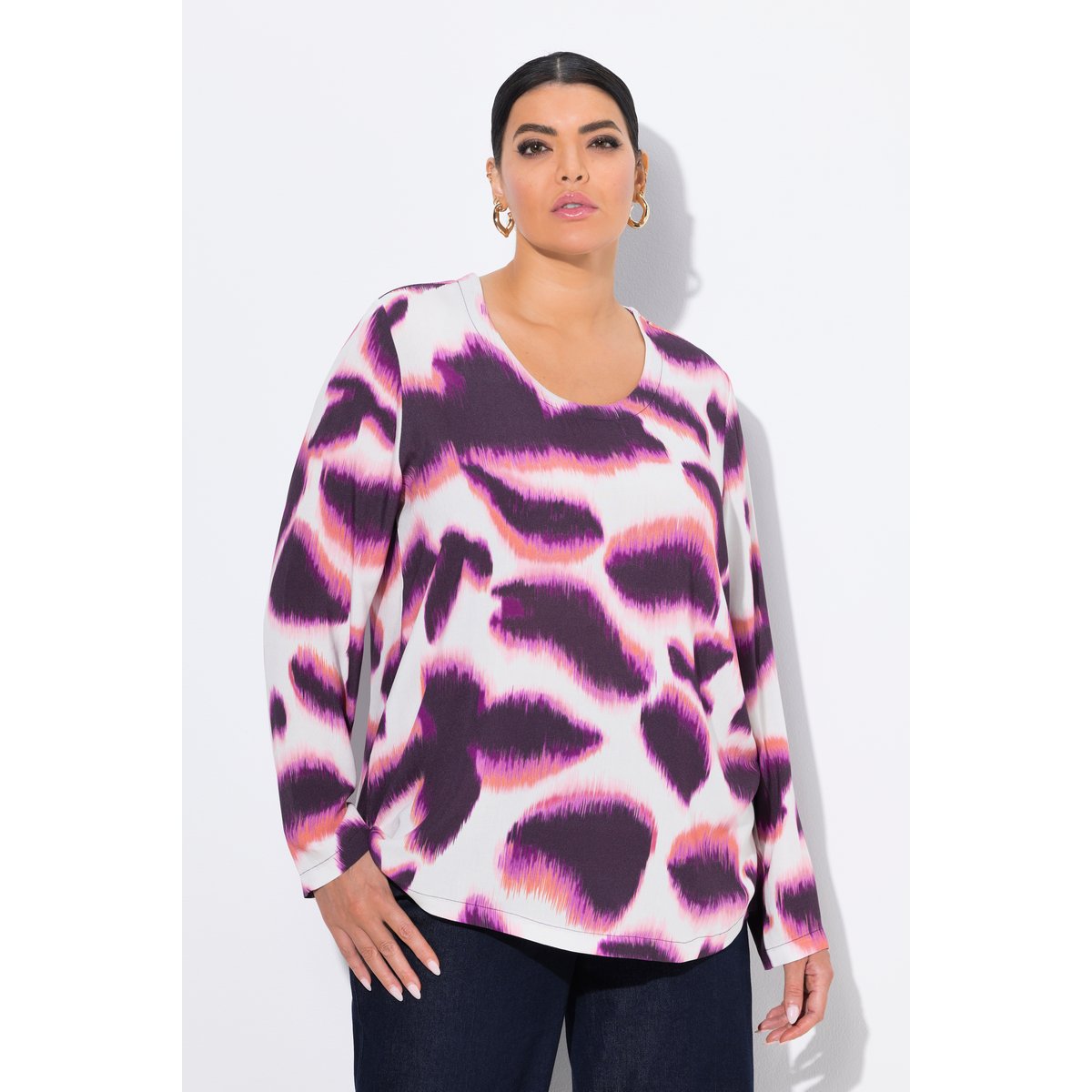 Blouse avec imprimé prune foncé, ULLA POPKEN