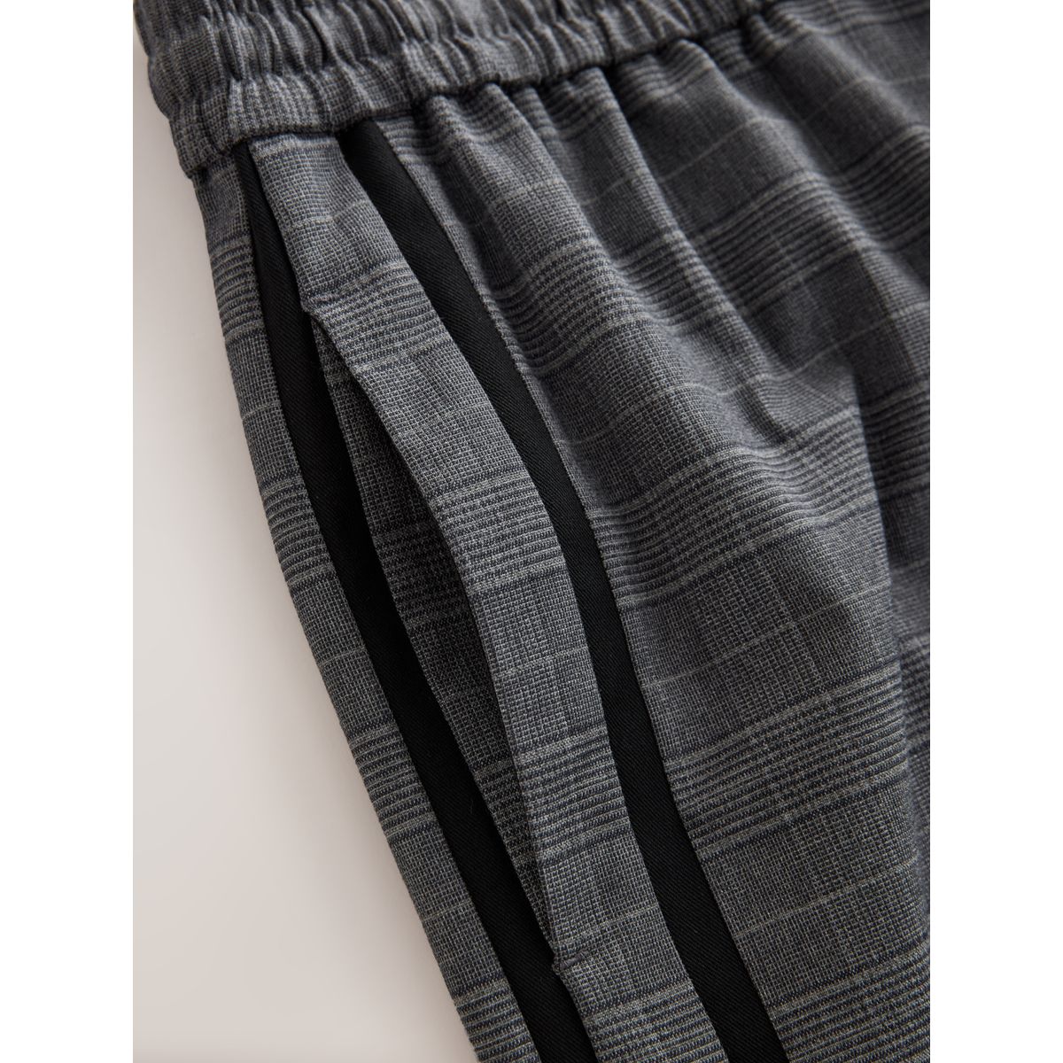 Pantalon large à rayures latérales noir/gris à carreaux, NEXT