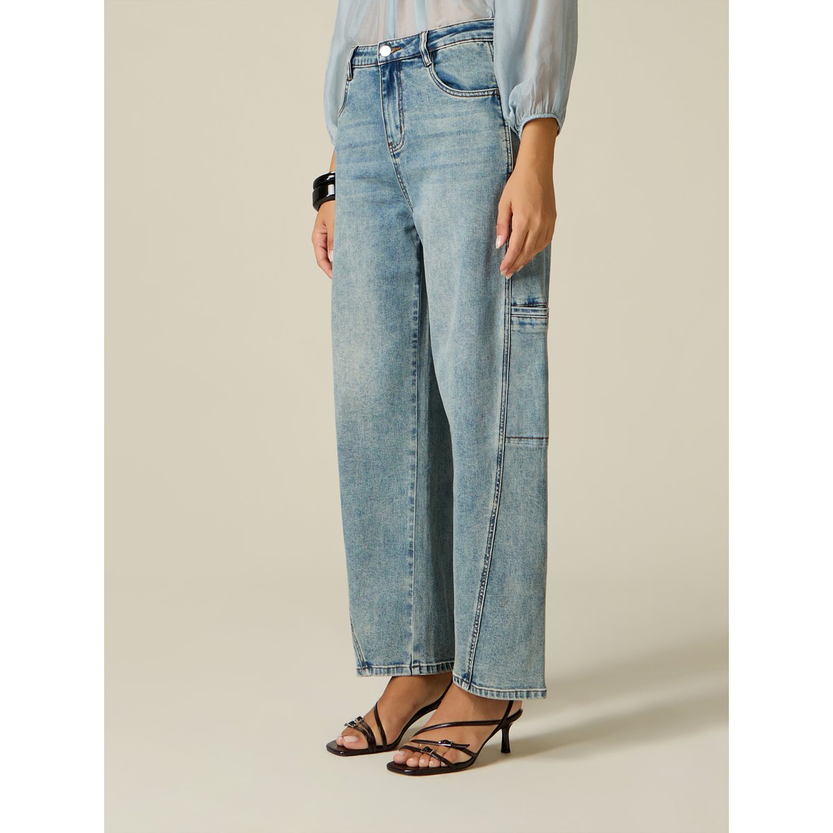Jean barrel avec détails cargo light - blue, OLTRE