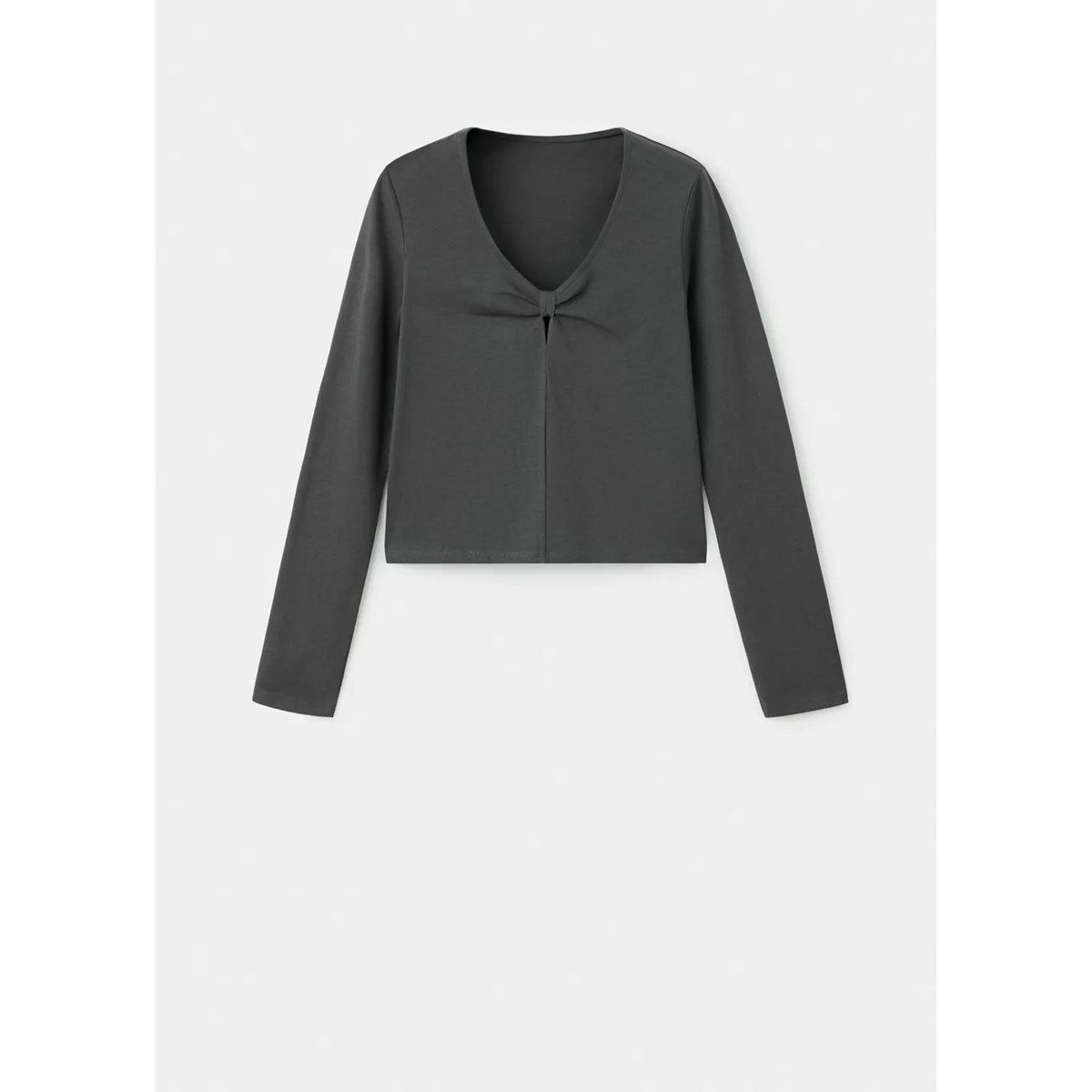 T-shirt coton détail nœud gris anthracite, MANGO TEEN