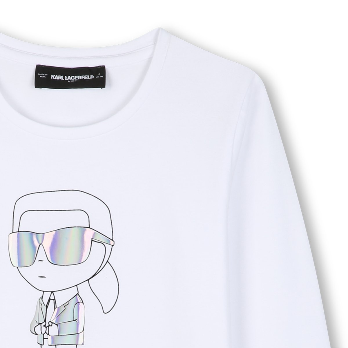 Tee-shirt manches longues blanc, KARL LAGERFELD KIDS