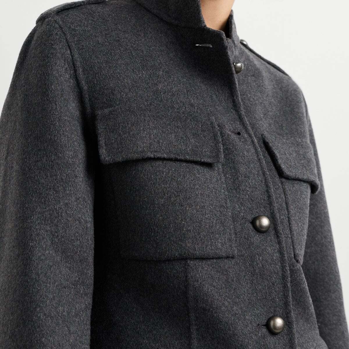 Veste Militaire En Laine gris foncé chine, PEPE JEANS