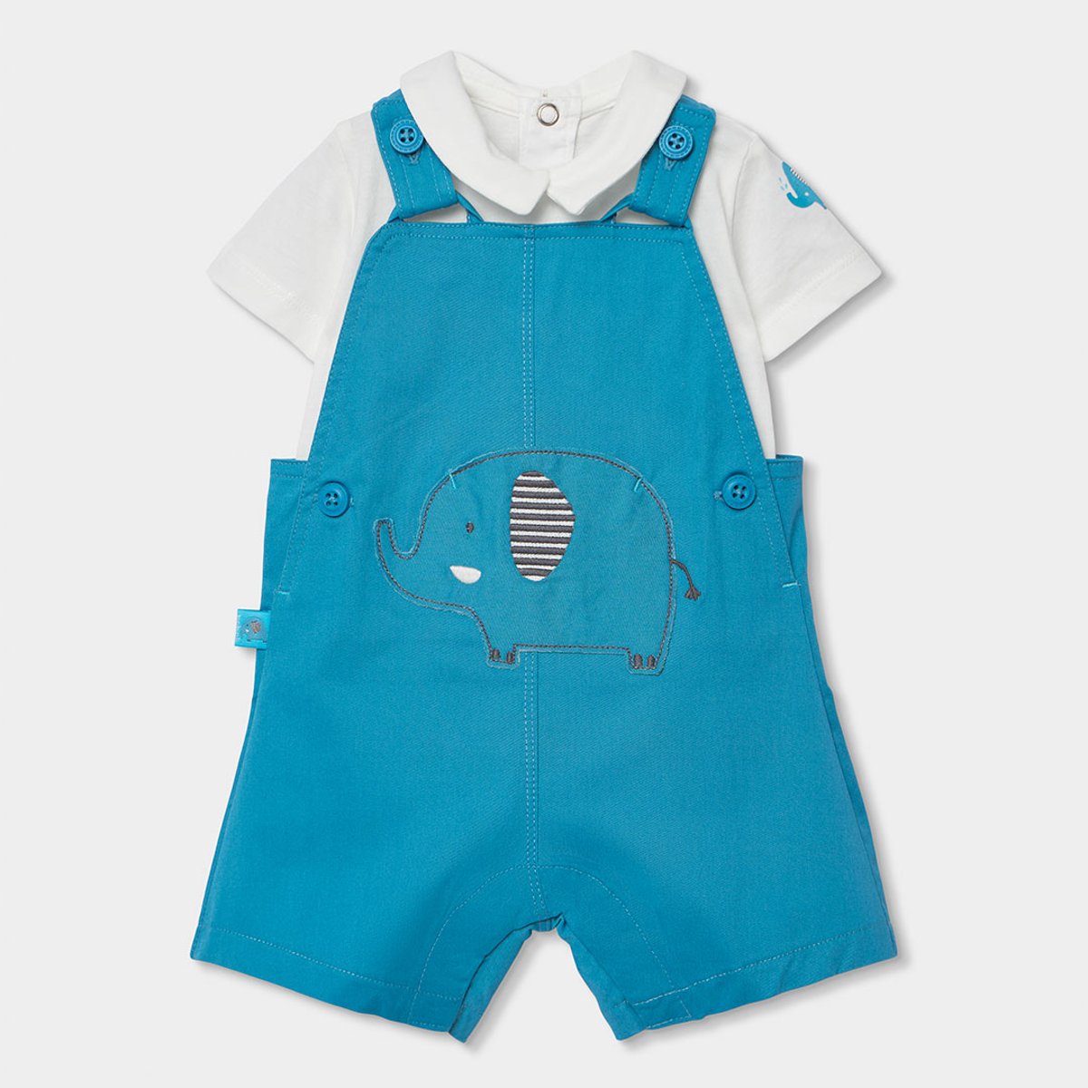 Ensemble bébé salopette et t-shirt coton bleu, BOBOLI